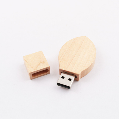 पत्ती के आकार का लकड़ी का USB 3.0 स्पीड 100MB-80MB/S उत्कीर्णन लोगो दोनों तरफ