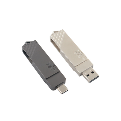 धातु प्रकार C घुमावदार आकार की फास्ट स्पीड USB फ्लैश ड्राइव 3.0 और USB 2.0 और प्रकार C