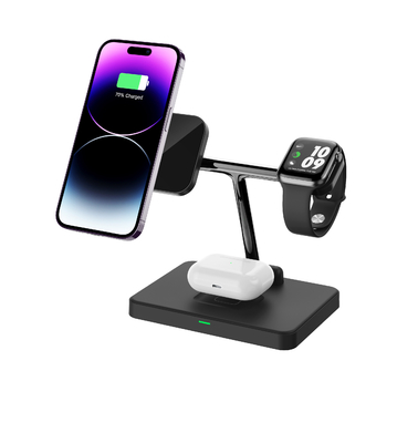 3 इन 1 फास्ट चार्जर iPhone ईयरफोन IWatch के लिए ऊर्ध्वाधर वायरलेस चार्जिंग