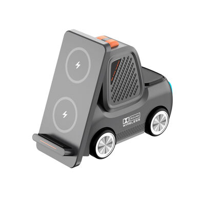 मानक चार्जिंग मल्टीफ़ंक्शन वायरलेस चार्जर जिसमें यूएसबी-सी इनपुट इंटरफ़ेस और बहुमुखी प्रतिभा के लिए अनुकूलन योग्य लोगो प्रिंट या लेजर है