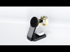 कोलैप्सिबल वायरलेस चार्जिंग 3 इन वन फास्ट चार्ज 15W ब्लैक एंड व्हाइट